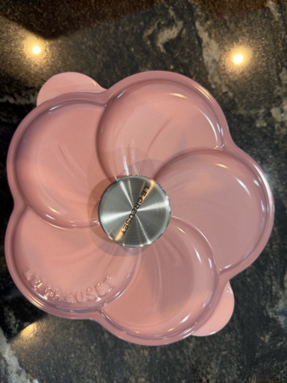 Le Creuset Mauve Pink Flower Cocotte Fafa with Stainless Knob